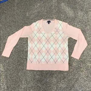 Tommy Hilfiger L pink argyle sweater